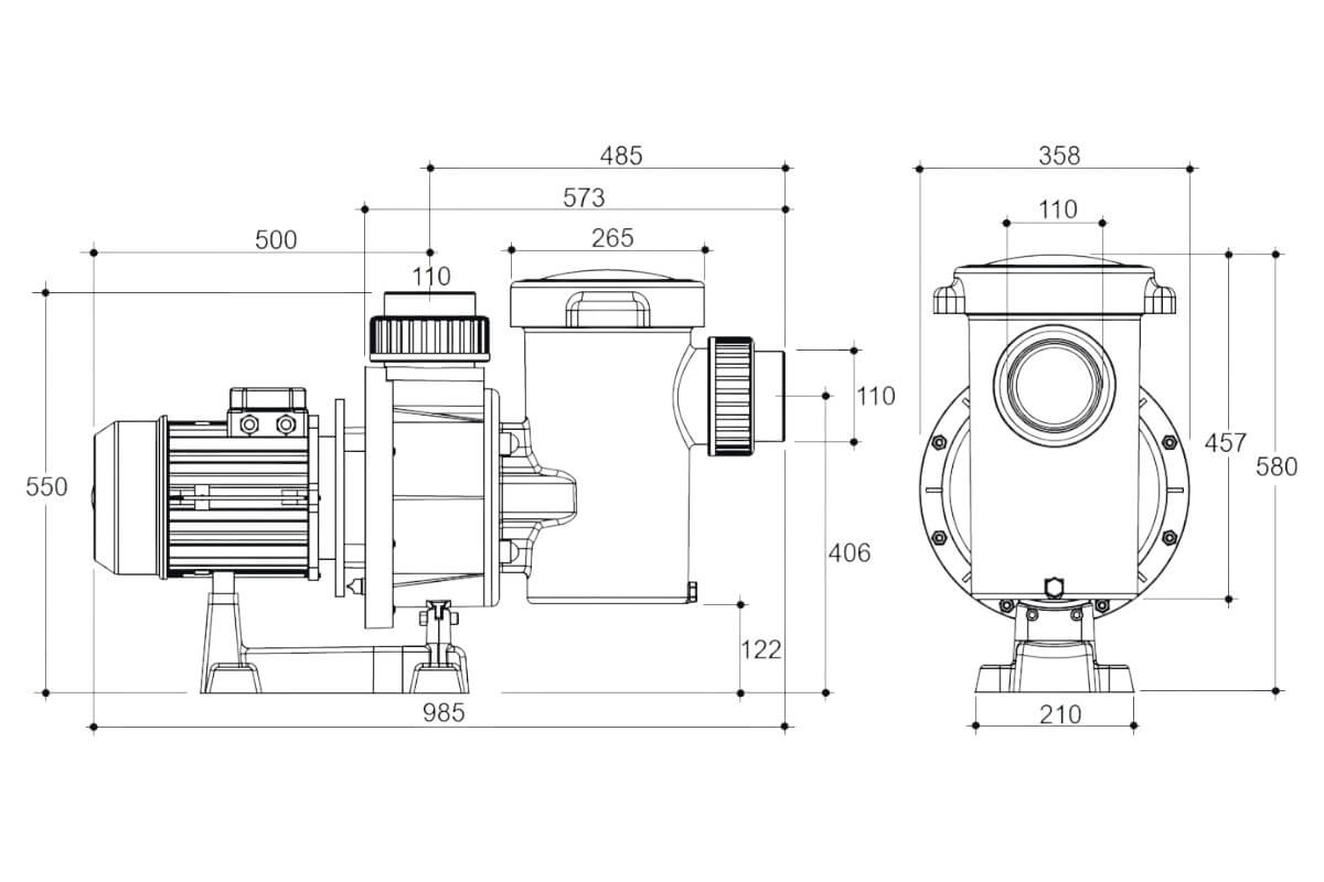Насос с префильтром 144м3/ч Gemas FLOODER Н=10 9,2кВт 400В (0111FLO125)